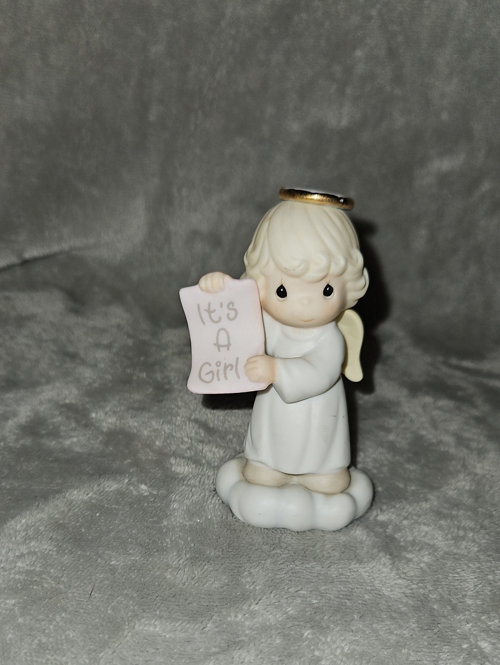 Precious Moments Cream and Pink 'It's a Girl' Angel Figurine